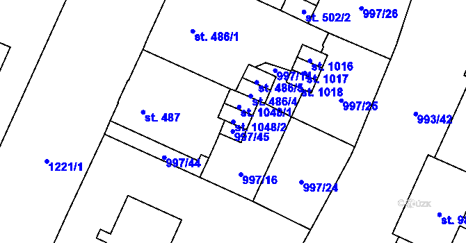 Parcela st. 1048/2 v KÚ Mariánské Lázně, Katastrální mapa