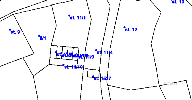 Parcela st. 11/4 v KÚ Úšovice, Katastrální mapa