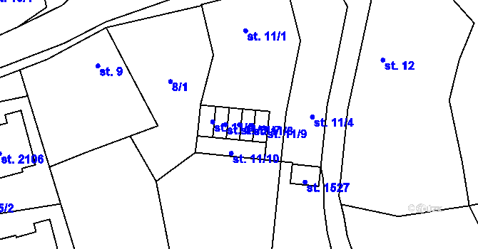 Parcela st. 11/7 v KÚ Úšovice, Katastrální mapa