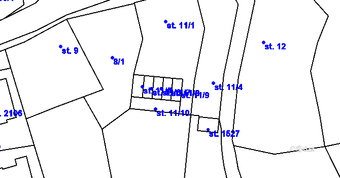 Parcela st. 11/8 v KÚ Úšovice, Katastrální mapa