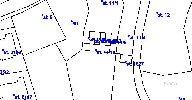 Parcela st. 11/10 v KÚ Úšovice, Katastrální mapa
