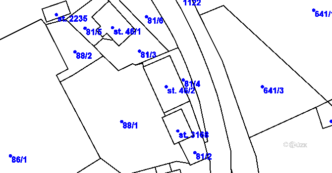 Parcela st. 46/2 v KÚ Úšovice, Katastrální mapa