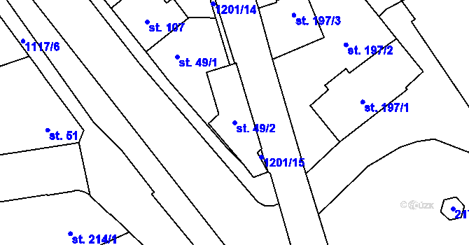 Parcela st. 49/2 v KÚ Úšovice, Katastrální mapa