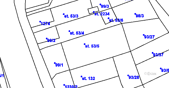 Parcela st. 53/5 v KÚ Úšovice, Katastrální mapa