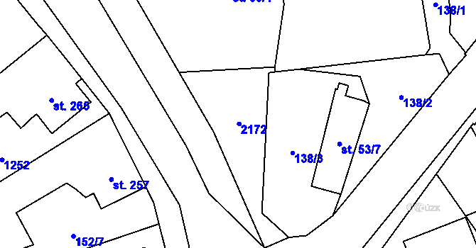 Parcela st. 53/9 v KÚ Úšovice, Katastrální mapa