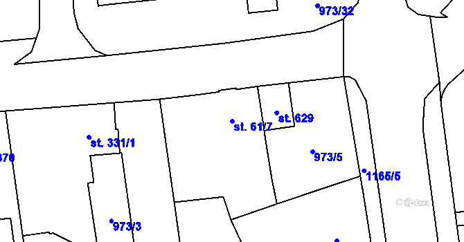 Parcela st. 61/7 v KÚ Úšovice, Katastrální mapa