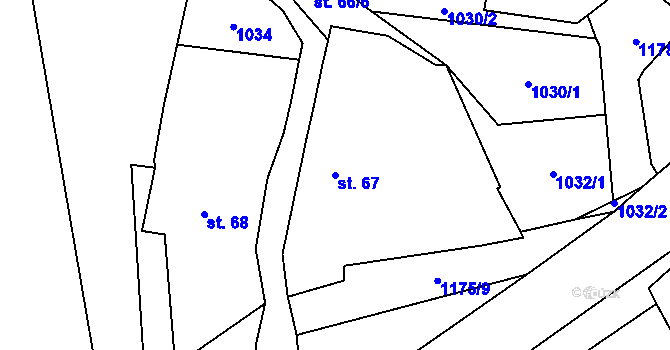 Parcela st. 67 v KÚ Úšovice, Katastrální mapa