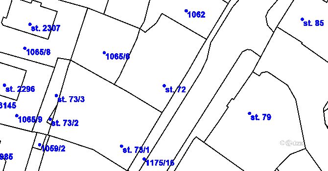 Parcela st. 72 v KÚ Úšovice, Katastrální mapa