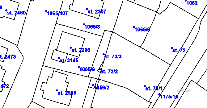 Parcela st. 73/3 v KÚ Úšovice, Katastrální mapa