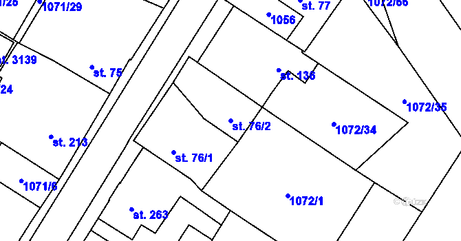 Parcela st. 76/2 v KÚ Úšovice, Katastrální mapa