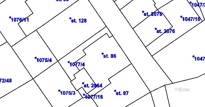Parcela st. 86 v KÚ Úšovice, Katastrální mapa