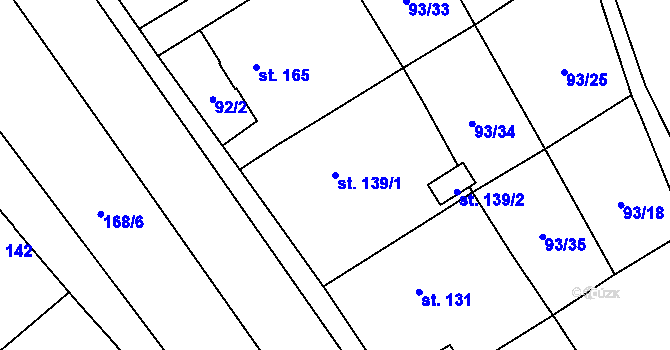 Parcela st. 139/1 v KÚ Úšovice, Katastrální mapa