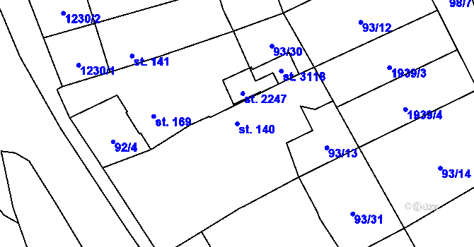 Parcela st. 140 v KÚ Úšovice, Katastrální mapa