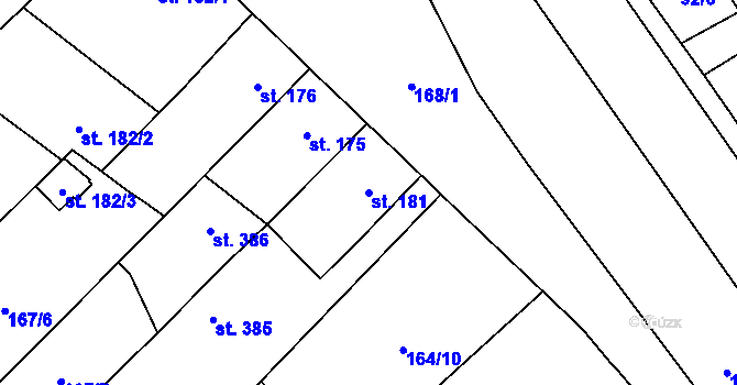 Parcela st. 181 v KÚ Úšovice, Katastrální mapa