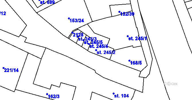 Parcela st. 245/2 v KÚ Úšovice, Katastrální mapa