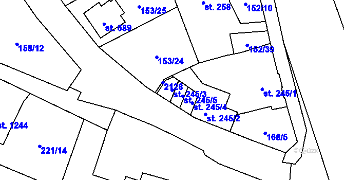 Parcela st. 245/3 v KÚ Úšovice, Katastrální mapa