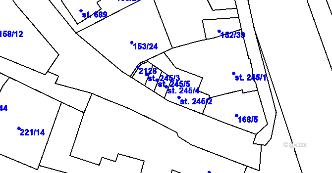 Parcela st. 245/4 v KÚ Úšovice, Katastrální mapa