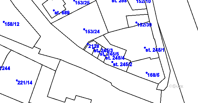 Parcela st. 245/5 v KÚ Úšovice, Katastrální mapa