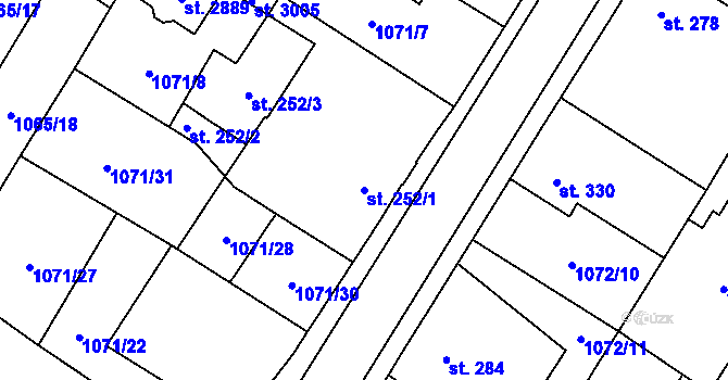 Parcela st. 252/1 v KÚ Úšovice, Katastrální mapa