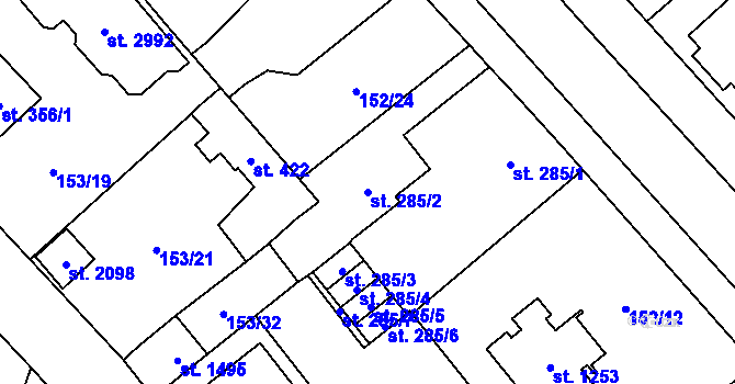 Parcela st. 285/2 v KÚ Úšovice, Katastrální mapa