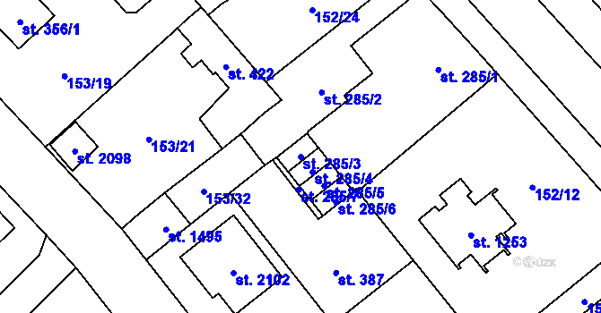 Parcela st. 285/3 v KÚ Úšovice, Katastrální mapa