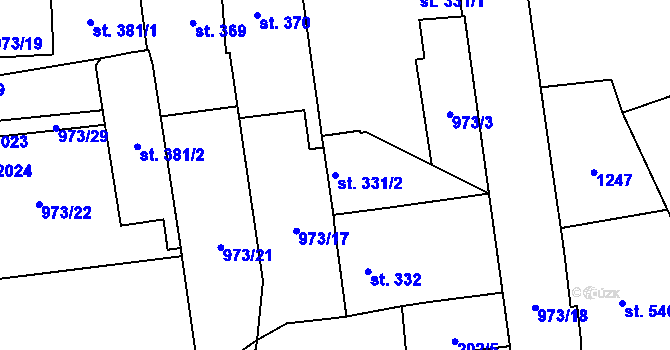 Parcela st. 331/2 v KÚ Úšovice, Katastrální mapa