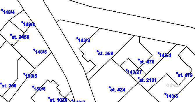 Parcela st. 358 v KÚ Úšovice, Katastrální mapa