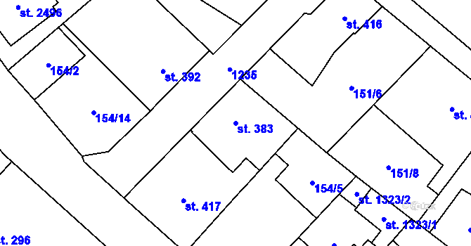 Parcela st. 383 v KÚ Úšovice, Katastrální mapa
