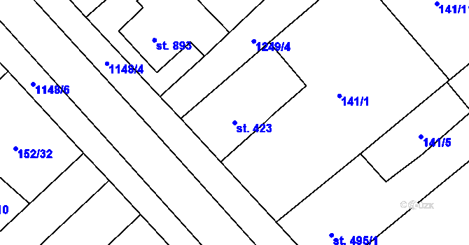 Parcela st. 423 v KÚ Úšovice, Katastrální mapa