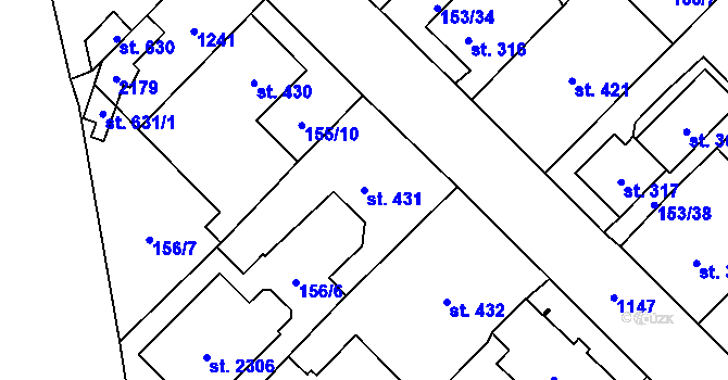 Parcela st. 431 v KÚ Úšovice, Katastrální mapa