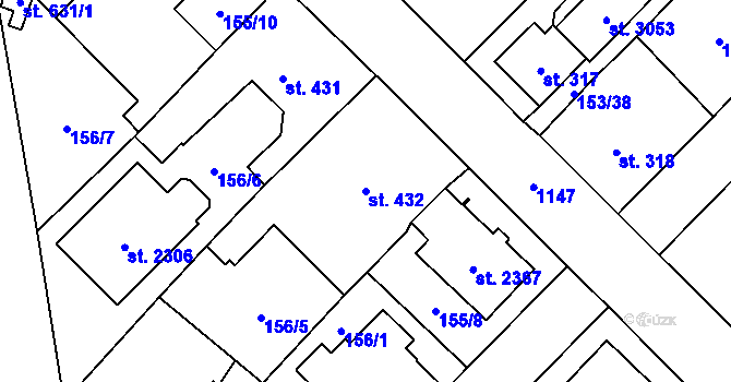Parcela st. 432 v KÚ Úšovice, Katastrální mapa