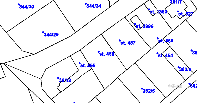 Parcela st. 456 v KÚ Úšovice, Katastrální mapa