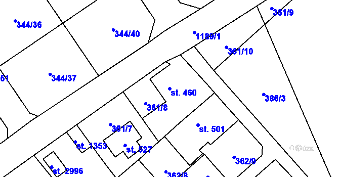 Parcela st. 460 v KÚ Úšovice, Katastrální mapa