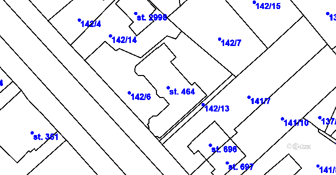 Parcela st. 464 v KÚ Úšovice, Katastrální mapa