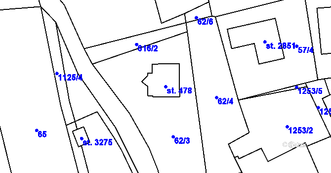 Parcela st. 478 v KÚ Úšovice, Katastrální mapa