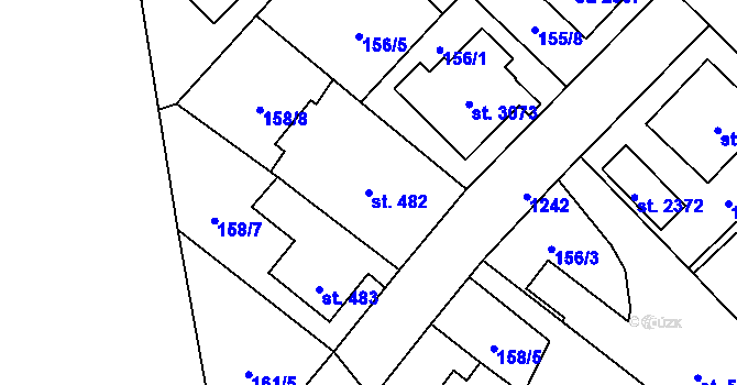 Parcela st. 482 v KÚ Úšovice, Katastrální mapa