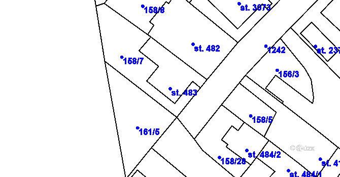 Parcela st. 483 v KÚ Úšovice, Katastrální mapa