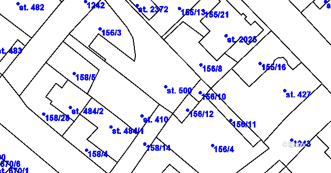 Parcela st. 500 v KÚ Úšovice, Katastrální mapa