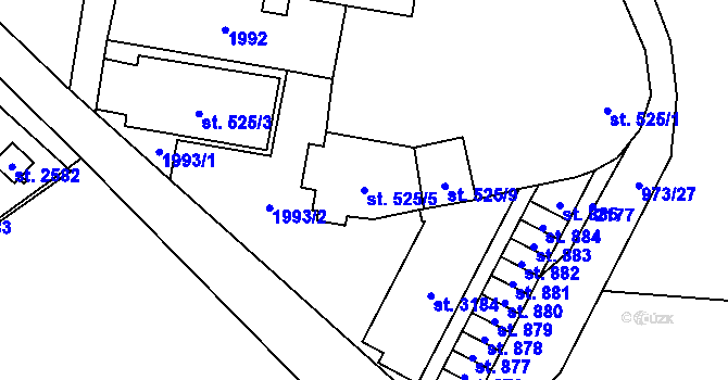 Parcela st. 525/5 v KÚ Úšovice, Katastrální mapa