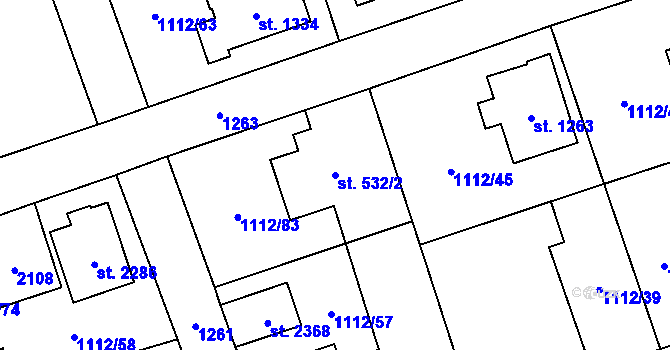 Parcela st. 532/2 v KÚ Úšovice, Katastrální mapa