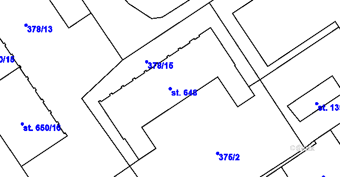 Parcela st. 648 v KÚ Úšovice, Katastrální mapa