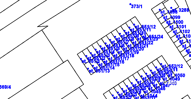 Parcela st. 651/4 v KÚ Úšovice, Katastrální mapa