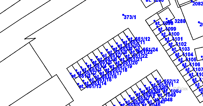 Parcela st. 651/7 v KÚ Úšovice, Katastrální mapa