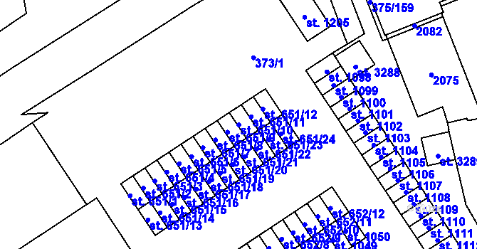 Parcela st. 651/10 v KÚ Úšovice, Katastrální mapa
