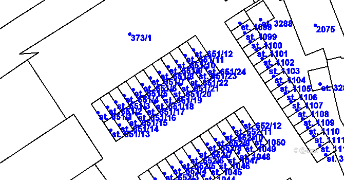 Parcela st. 651/20 v KÚ Úšovice, Katastrální mapa