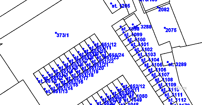 Parcela st. 651/24 v KÚ Úšovice, Katastrální mapa