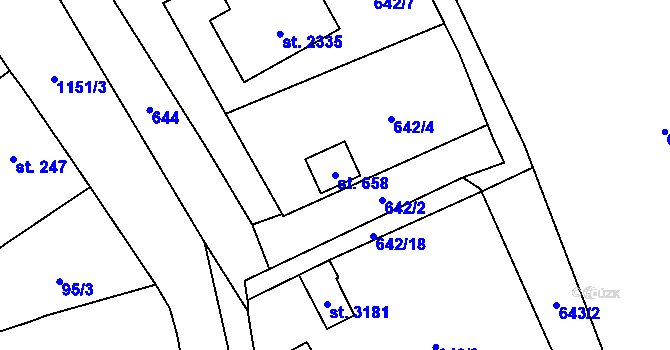 Parcela st. 658 v KÚ Úšovice, Katastrální mapa