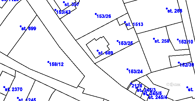 Parcela st. 689 v KÚ Úšovice, Katastrální mapa