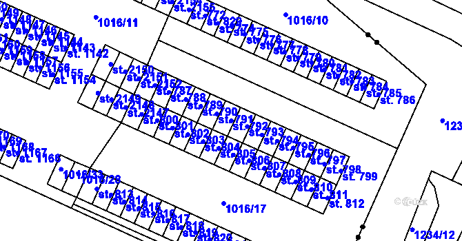 Parcela st. 792 v KÚ Úšovice, Katastrální mapa