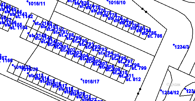 Parcela st. 794 v KÚ Úšovice, Katastrální mapa
